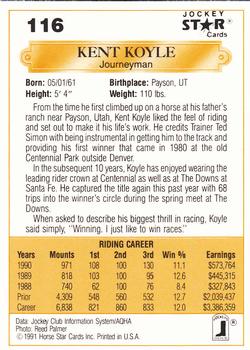 1991 Jockey Star Jockeys #116 Kent Koyle Back